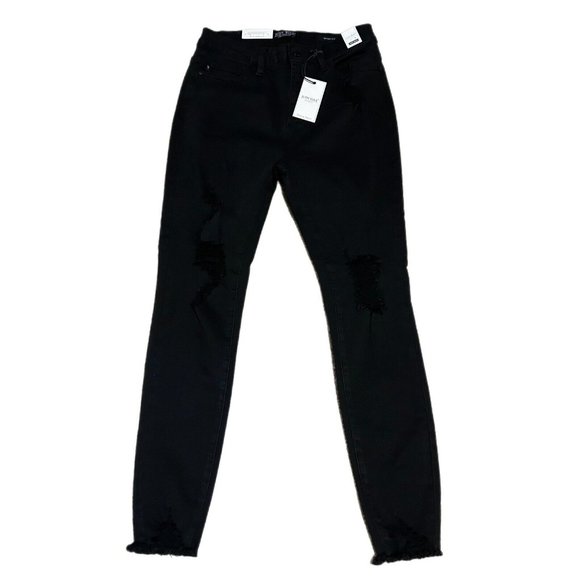 Judy Blue Jean Pants Womens Size 9, 11, 20W, 22W, 24W Black Distressed Skinny - Picture 1 of 16